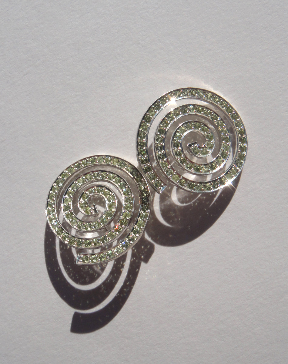 Spiral Earrings Large Pave | 23k Gold Plated