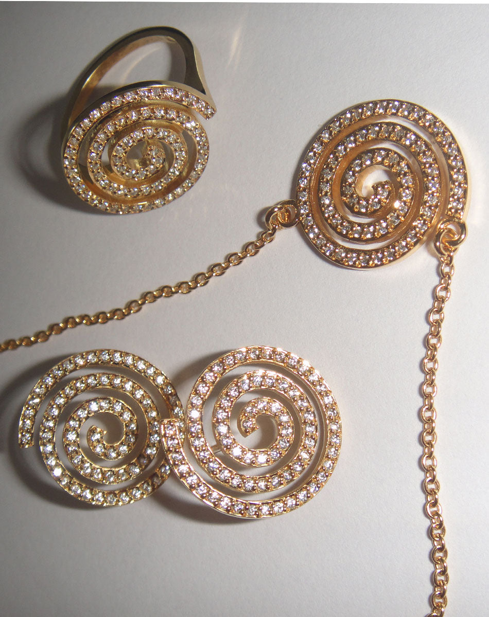 Spiral Necklace Pave | 9ct Yellow Gold