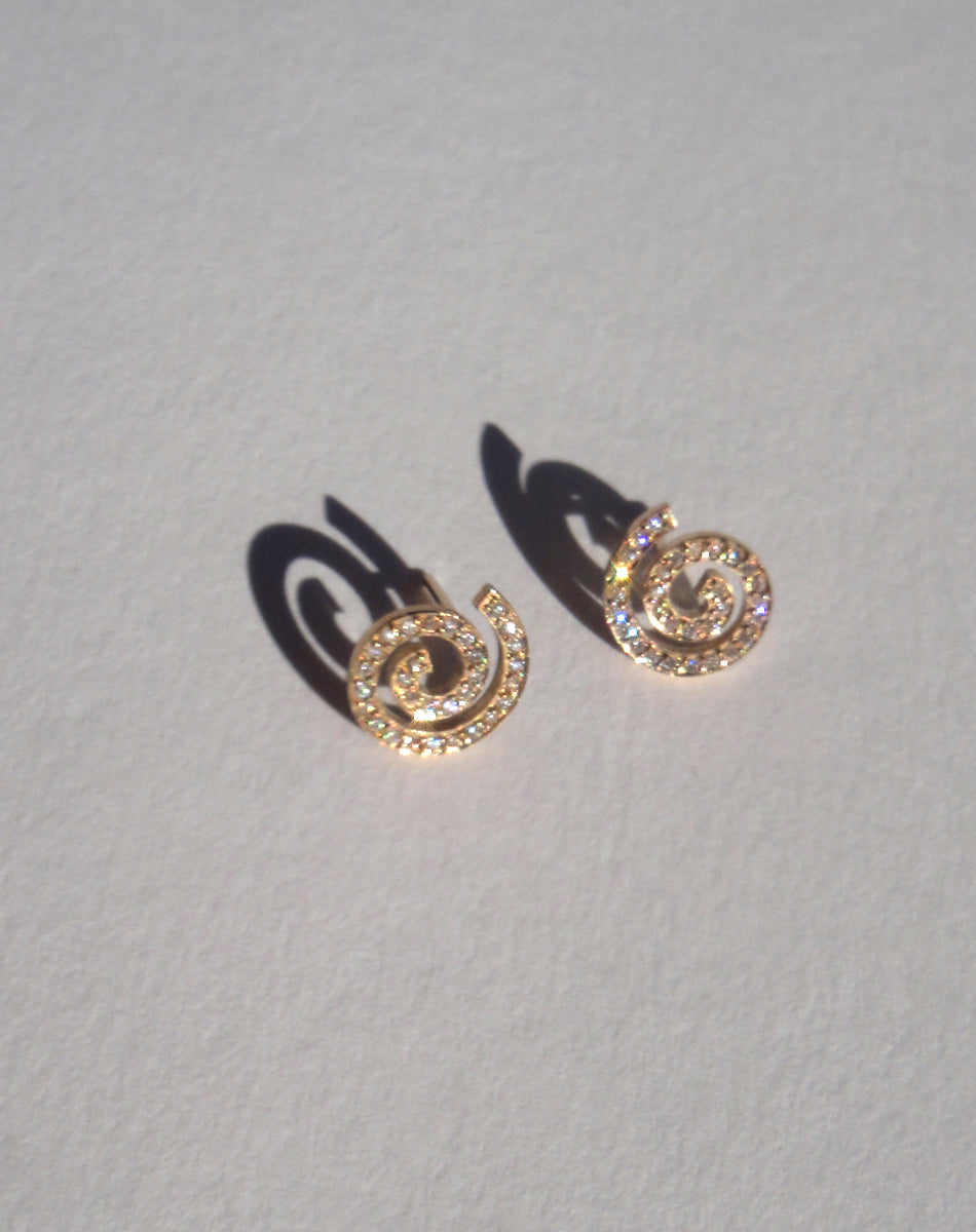 Spiral Studs Pave | 9ct Solid Gold