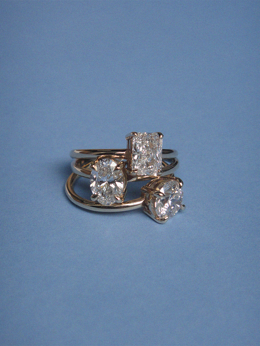 Diamond Solitaire rings set in yellow gold