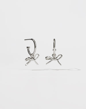 Silver earrings with bow charms