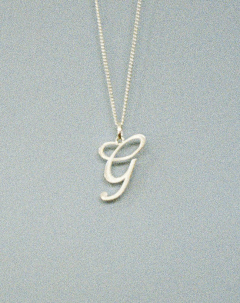 Cursive Letter Charm Necklace | 23k Gold Plated