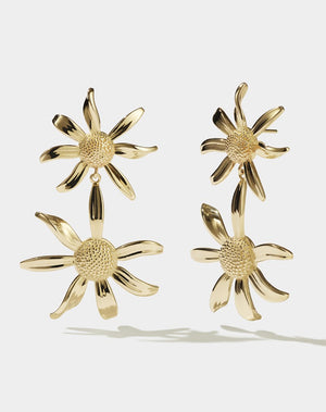 Daisy Drop Earrings | 23k Gold Plated