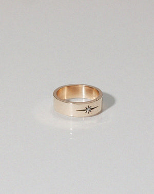 Diamond Star Band Flat | 9ct Yellow Gold
