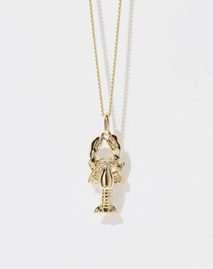 Lobster Charm Necklace | 23k Gold Plated