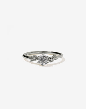 Floral Diamond Engagement Ring in White Gold with grey diamond.