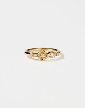 Meadowlark Jewellery’s floral Posie Band in 9ct Yellow Gold, set with round brilliant cut white diamonds. Inspired by classic floral motifs and our beloved Alba designs, a timeless symbol of grace, growth and renewal. Celebrating life’s continual renewal. From the Dreams collection.