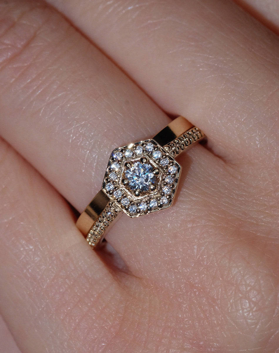 Mini Hex Engagement Ring | 18ct Yellow Gold