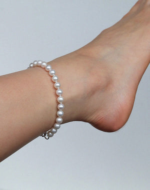 Pearl Anklet Plain | Sterling Silver
