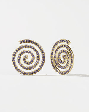 Spiral Earrings Large Pave | 23k Gold Plated