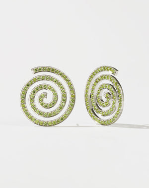 Spiral Earrings Large Pave | Sterling Silver