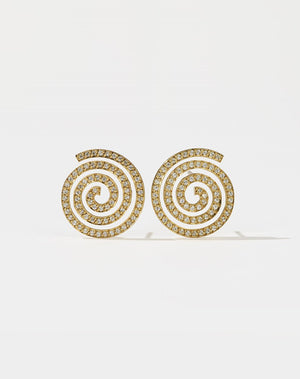 Spiral Studs Medium Pave | 9ct Solid Gold