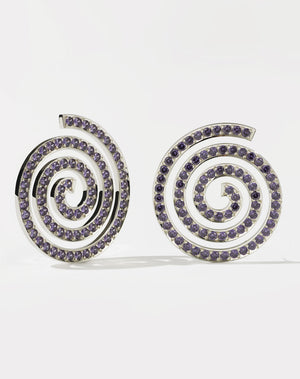 Spiral Earrings Oversized Pave | Sterling Silver