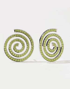 Spiral Earrings Oversized Pave | Sterling Silver