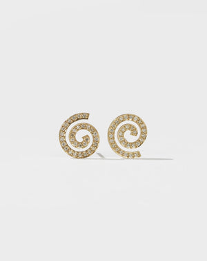 Spiral Studs Pave | 9ct Solid Gold