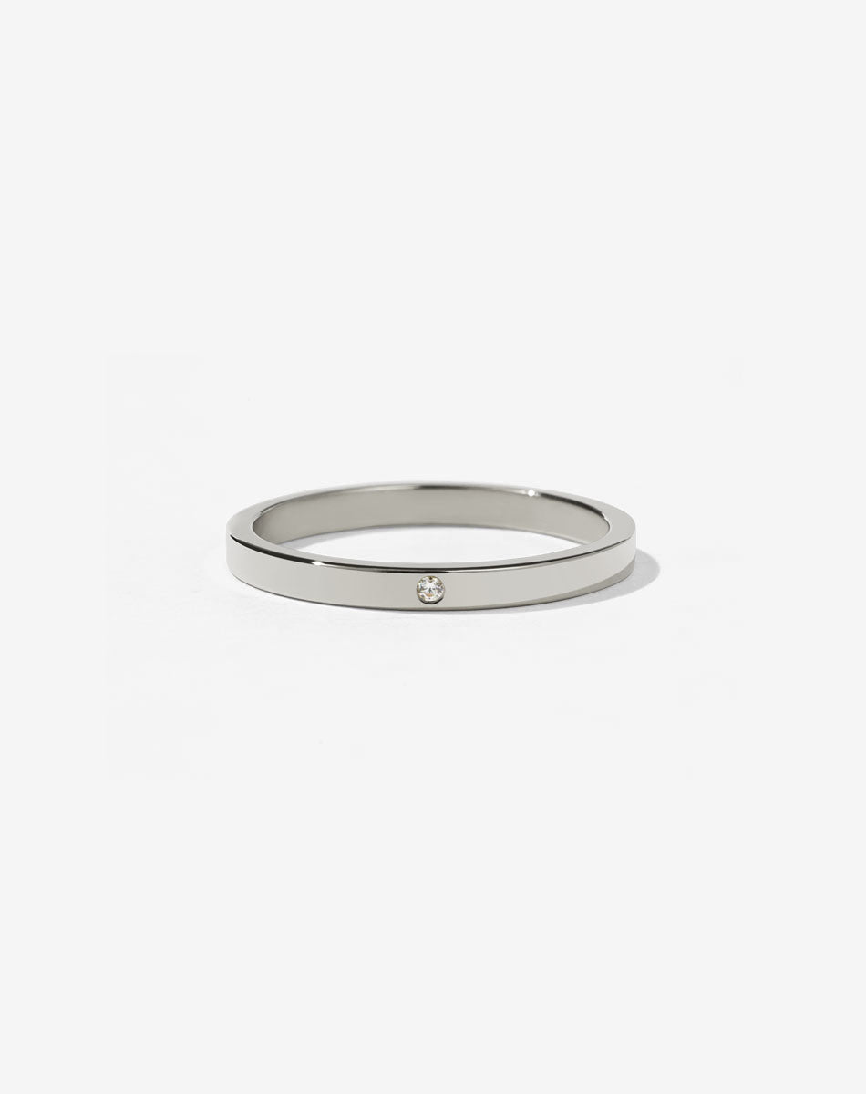 2mm Band with Stone | 14ct White Gold