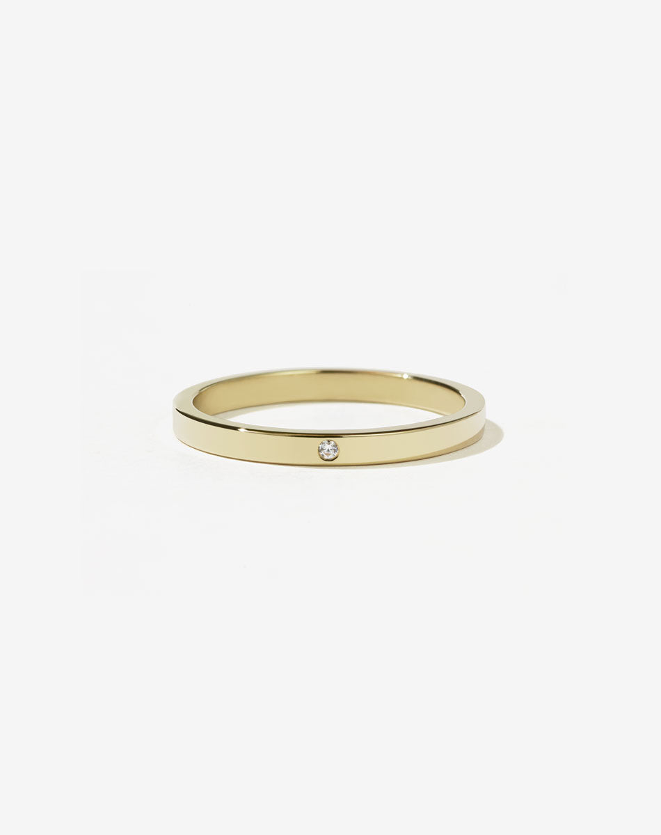 2mm Band with Stone | 14ct Yellow Gold