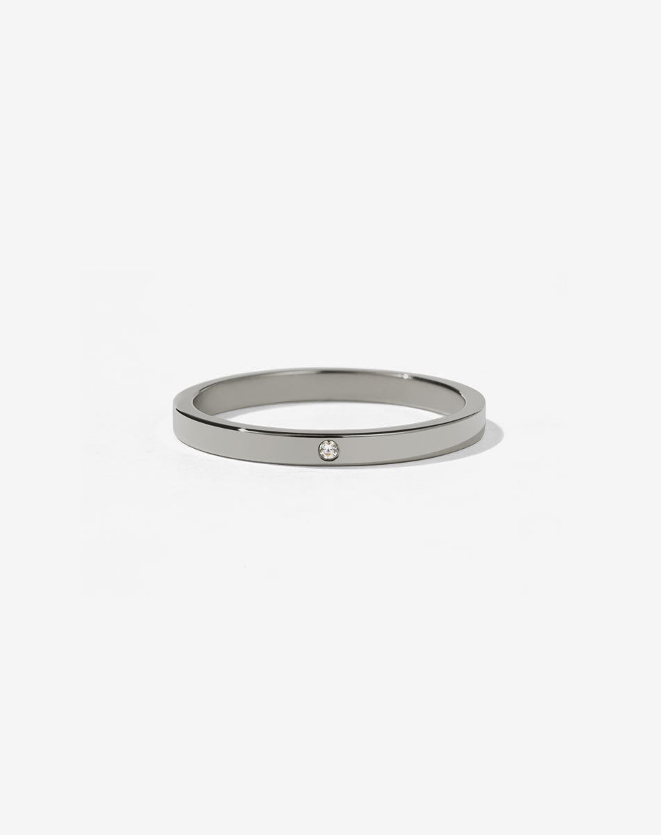 2mm Band with Stone | 18ct White Gold