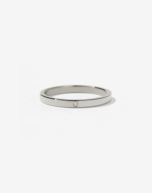 2mm Band with Stone | 14ct White Gold