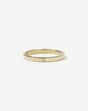 2mm Band with Stone | 14ct Yellow Gold