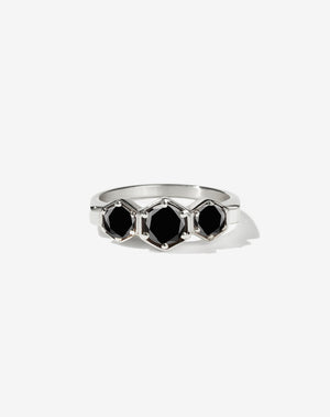 3 Hexagon Stone Ring | Sterling Silver