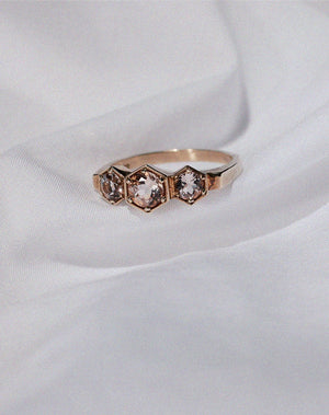 3 Hexagon Stone Ring | 18ct White Gold