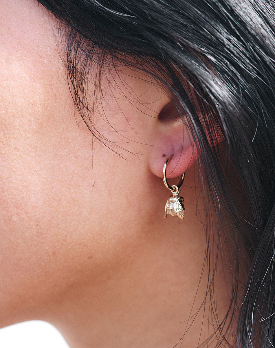 Bee Signature Hoops | 23k Gold Plated