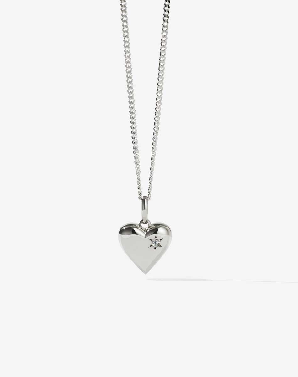 Charmane Silver Heart Pendant Necklace – Beginning Boutique NZ