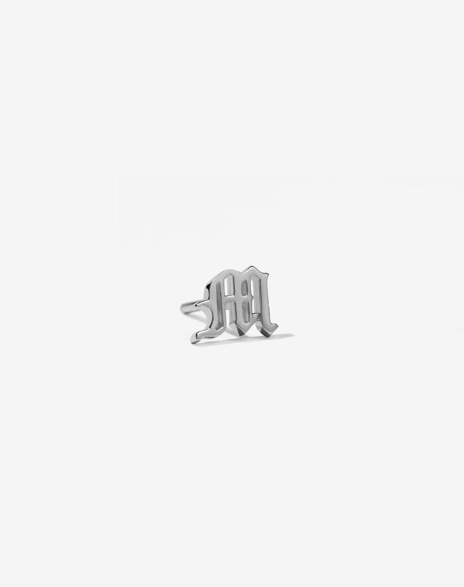 Capital Letter Stud Earring Single | Sterling Silver