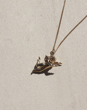 Gold Cherub Charm Necklace