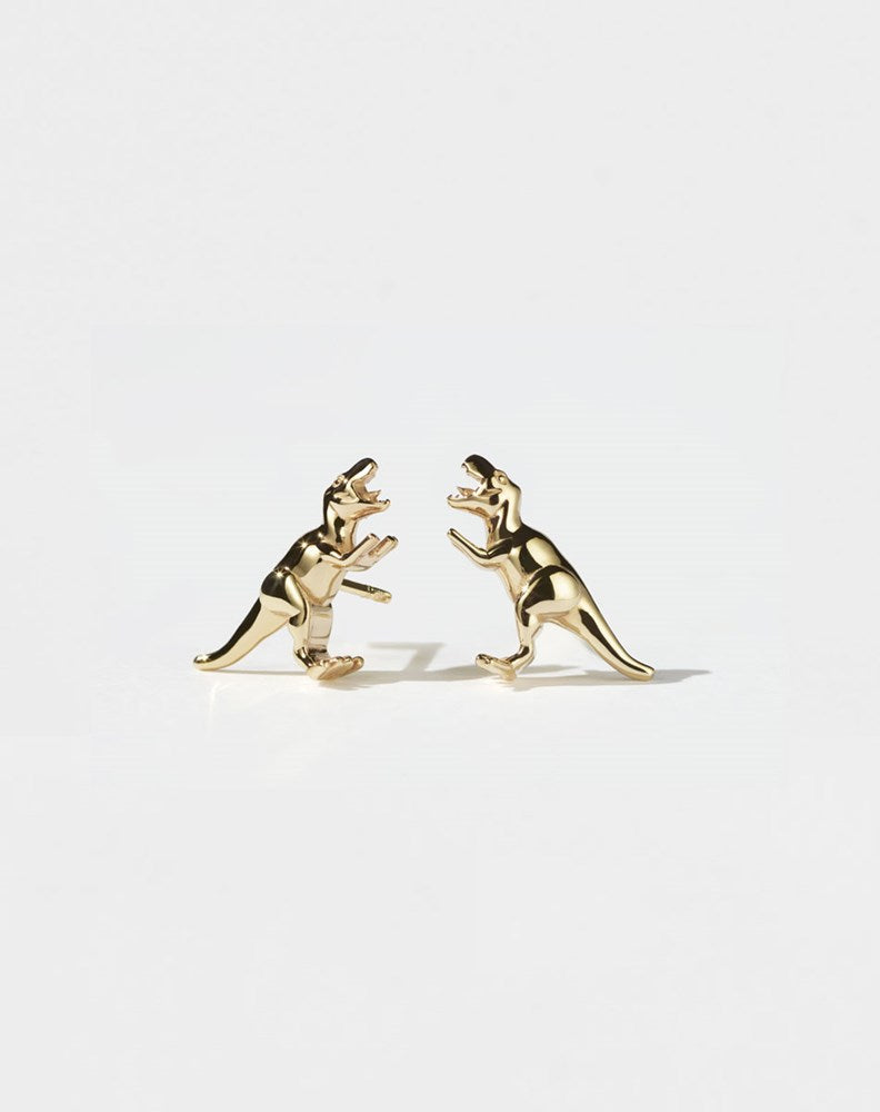 Dinosaur Stud Earrings | 23k Gold Plated