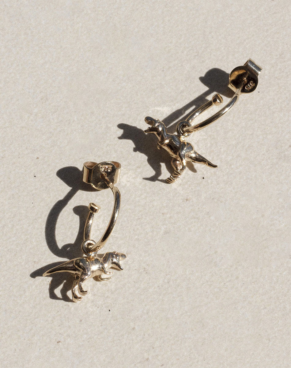 Dinosaur Signature Hoops | 23k Gold Plated