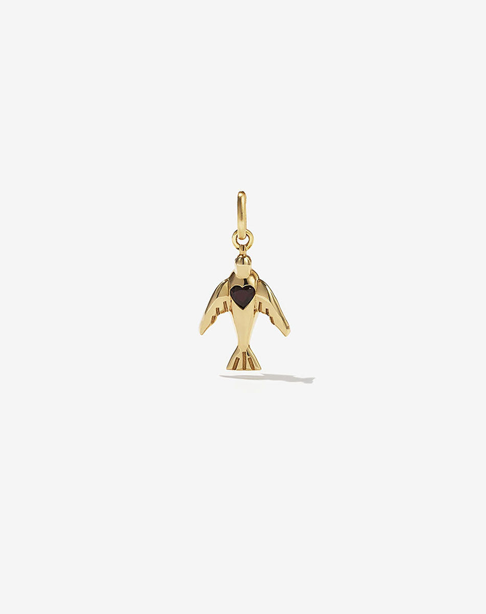 Dove Heart Charm | 23k Gold Plated