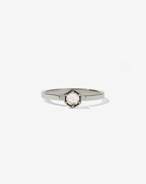 Hexagon Solitaire Ring | 18ct White Gold
