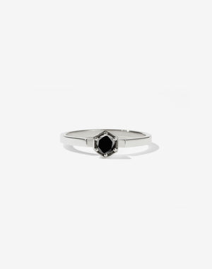 Hexagon Solitaire Ring | Sterling Silver