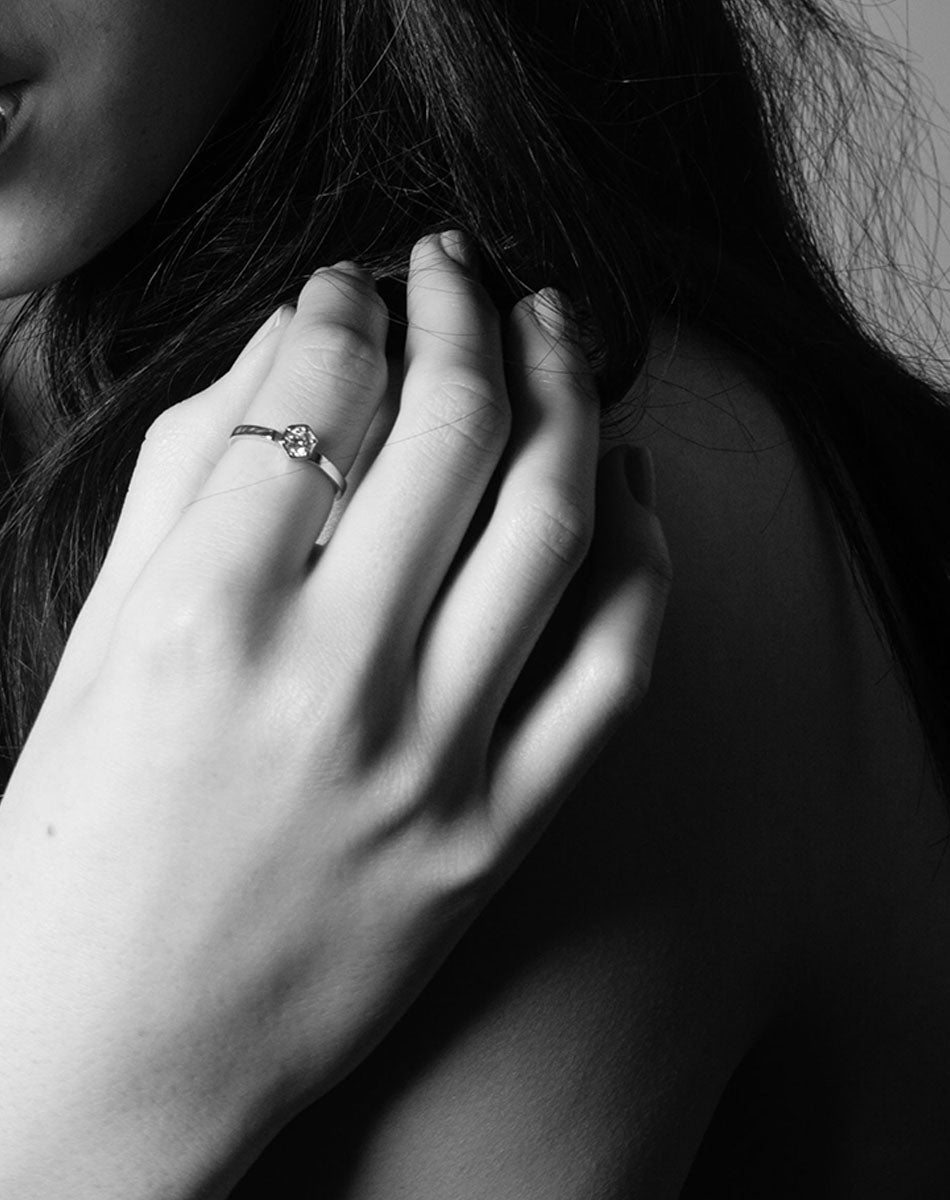 Hexagon Solitaire Ring | 9ct Yellow Gold