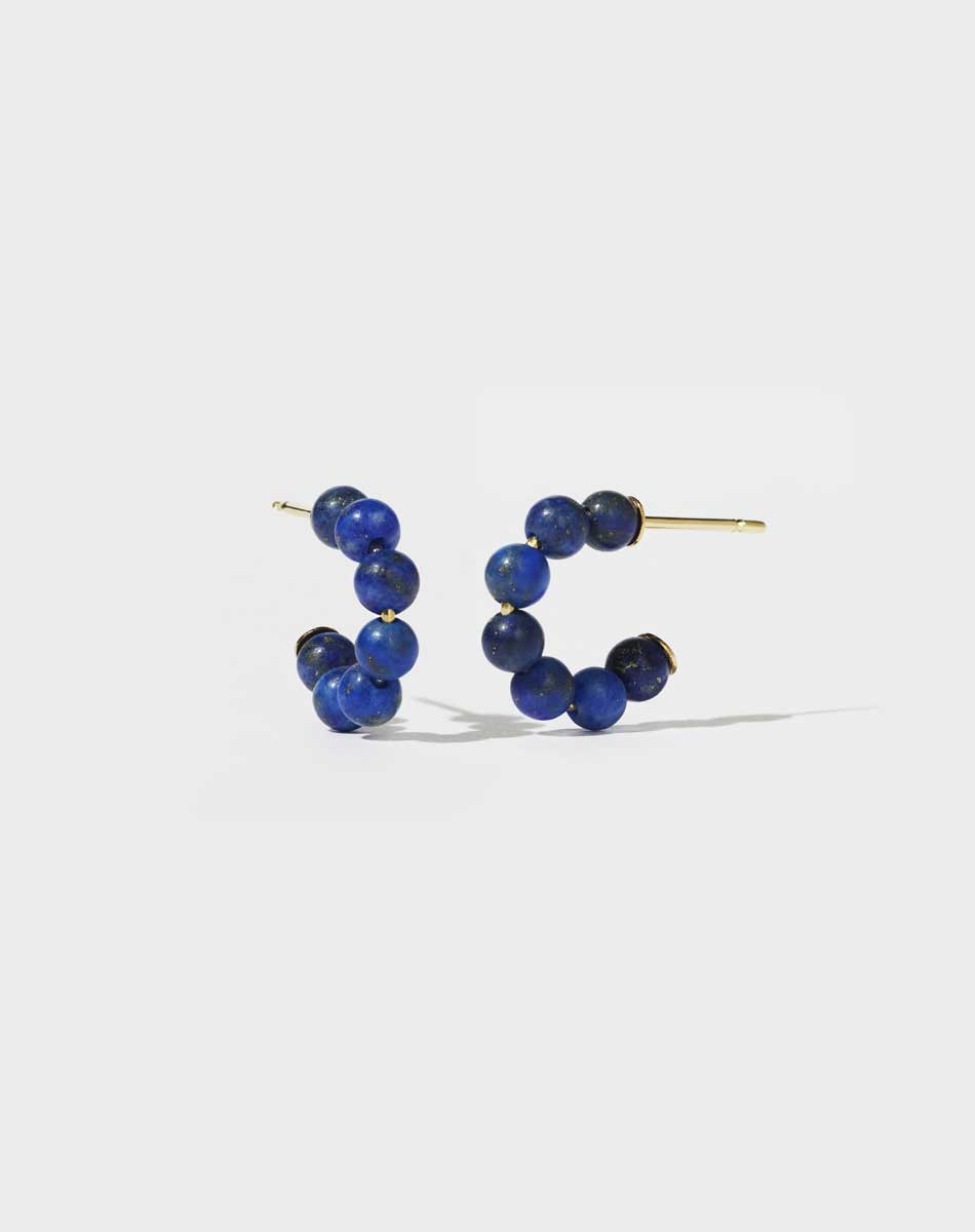 Micro Lapis Hoops | 9ct Yellow Gold