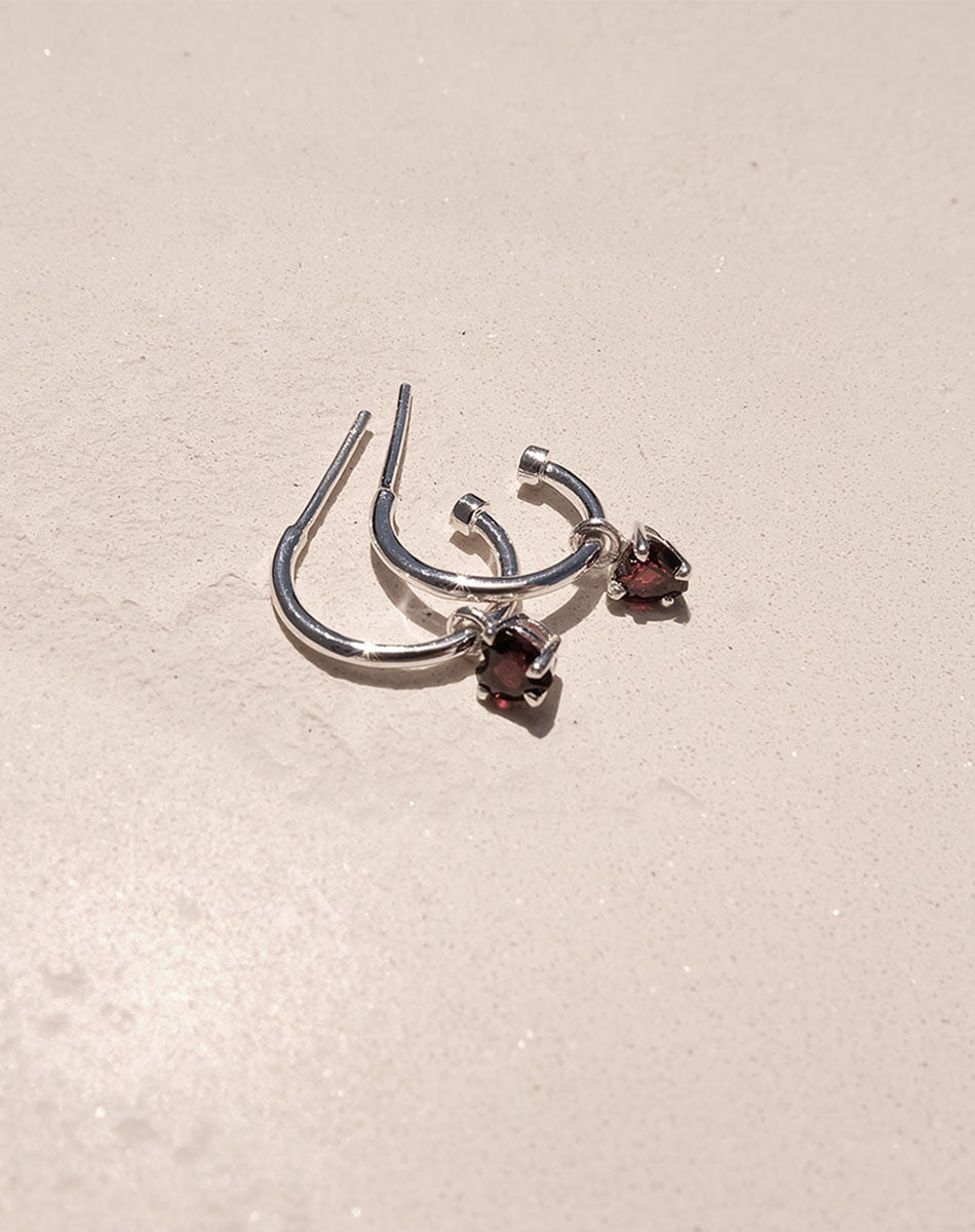 Micro Heart Jewel Signature Hoops | Sterling Silver