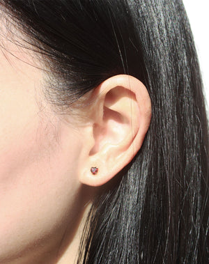 Micro Heart Jewel Studs | 23k Gold Plated