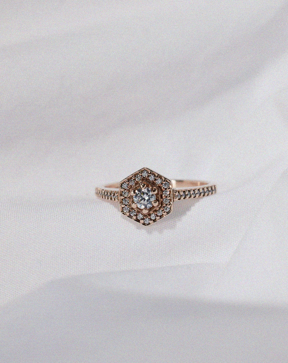 Mini Hex Engagement Ring| Platinum