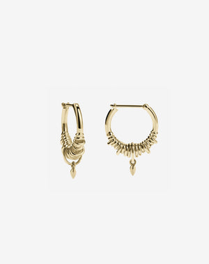 Revival Hoop Charm Earrings Small | 23k Gold Plated