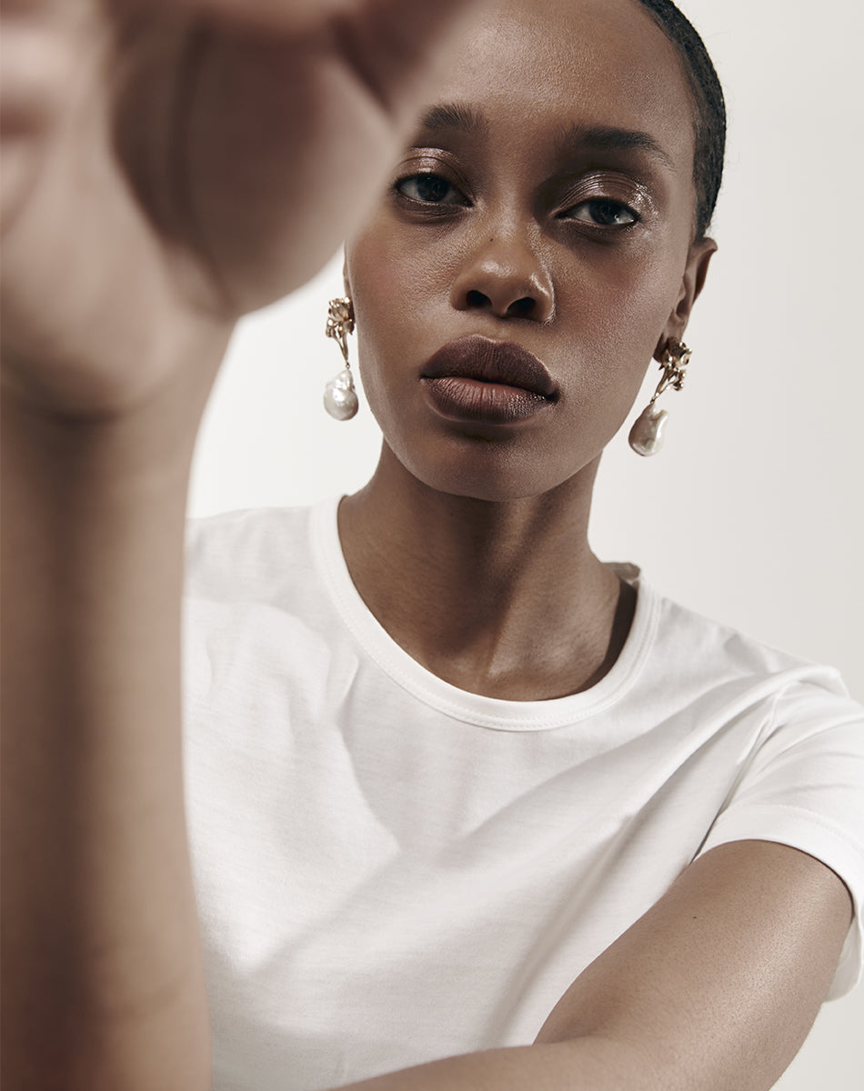 Rose Pearl Drop Earrings | 9ct Solid Gold