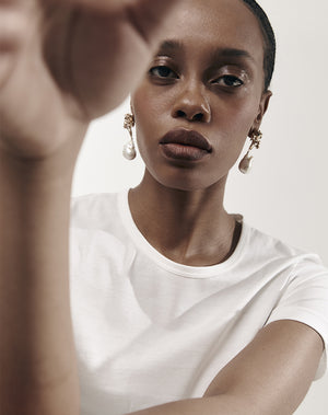 Rose Pearl Drop Earrings | Sterling Silver