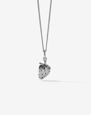 Strawberry Charm Necklace | Sterling Silver