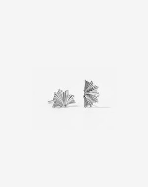 A pair of Sterling Silver undulated fan-shaped Ginko stud earrings