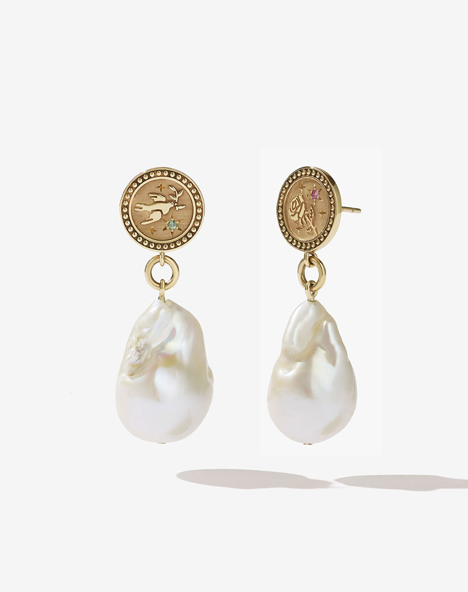 9ct Yellow Gold 758mm Cultured Freshwater Pearl Earrings  Mazzucchellis