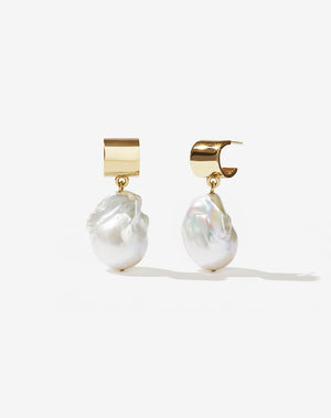 Cuff Pearl Drop Earrings | Gold Plated and 9ct Gold Mix