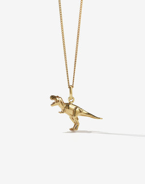 Dinosaur Charm Necklace | 23k Gold Plated