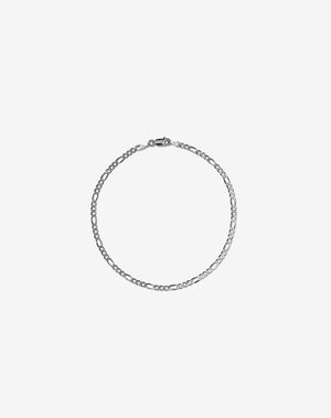 A sterling silver Figaro fine chain bracelet 