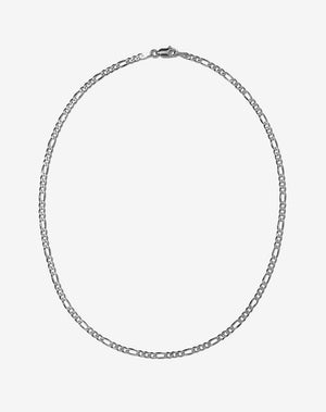 A sterling silver Figaro fine chain necklace 